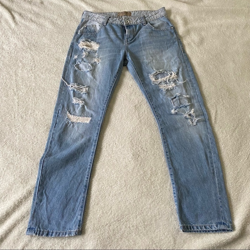 Zara Basic Z1975 denim distressed jeans size 00